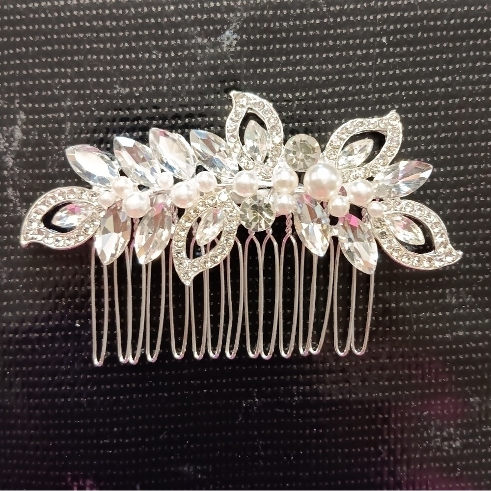 Silver Floral Bridal Hair‎ Comb Rhinestone Boho Wedding Hair Clip Fairycore Chic